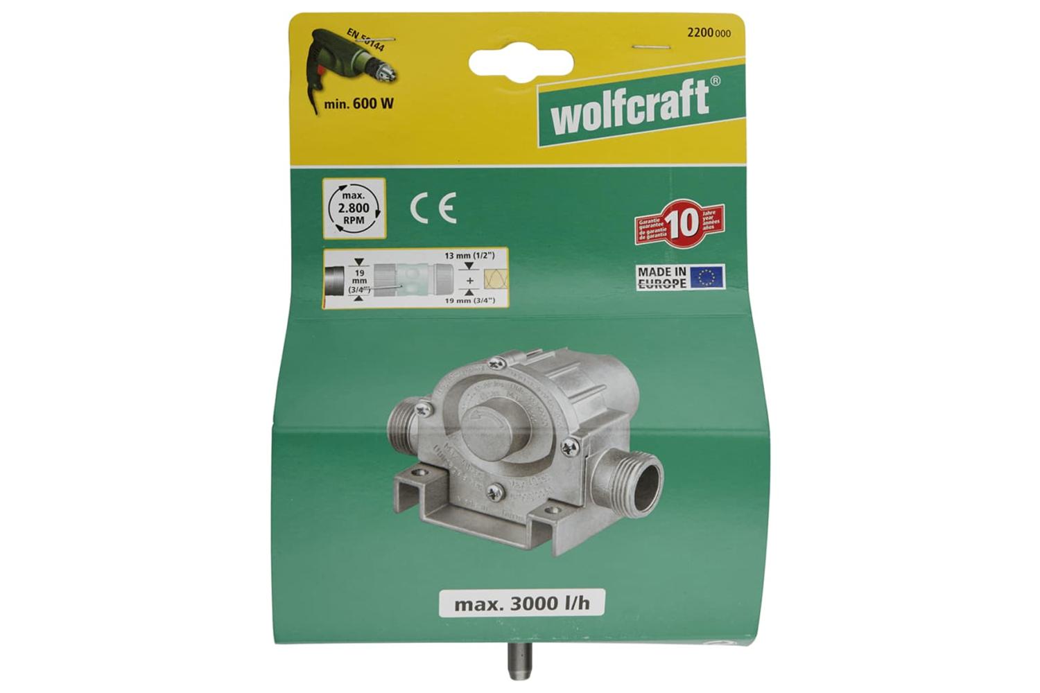 Wolfcraft Drill-powered Pump 3000 L/h S=8 Mm 2200000-5