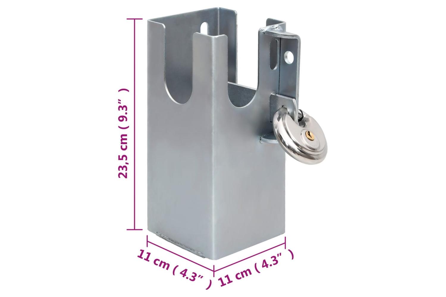 vidaXL 152897 Hitch Lock Silver 11x11x23.5cm Steel-8