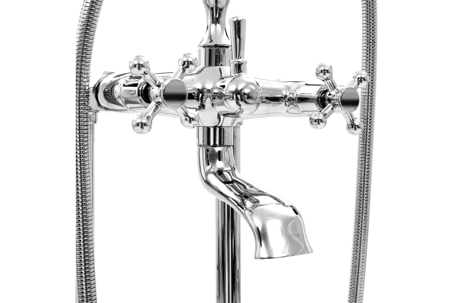 vidaXL 145093 Freestanding Bathtub Faucet Stainless Steel 99.5cm Silver-4