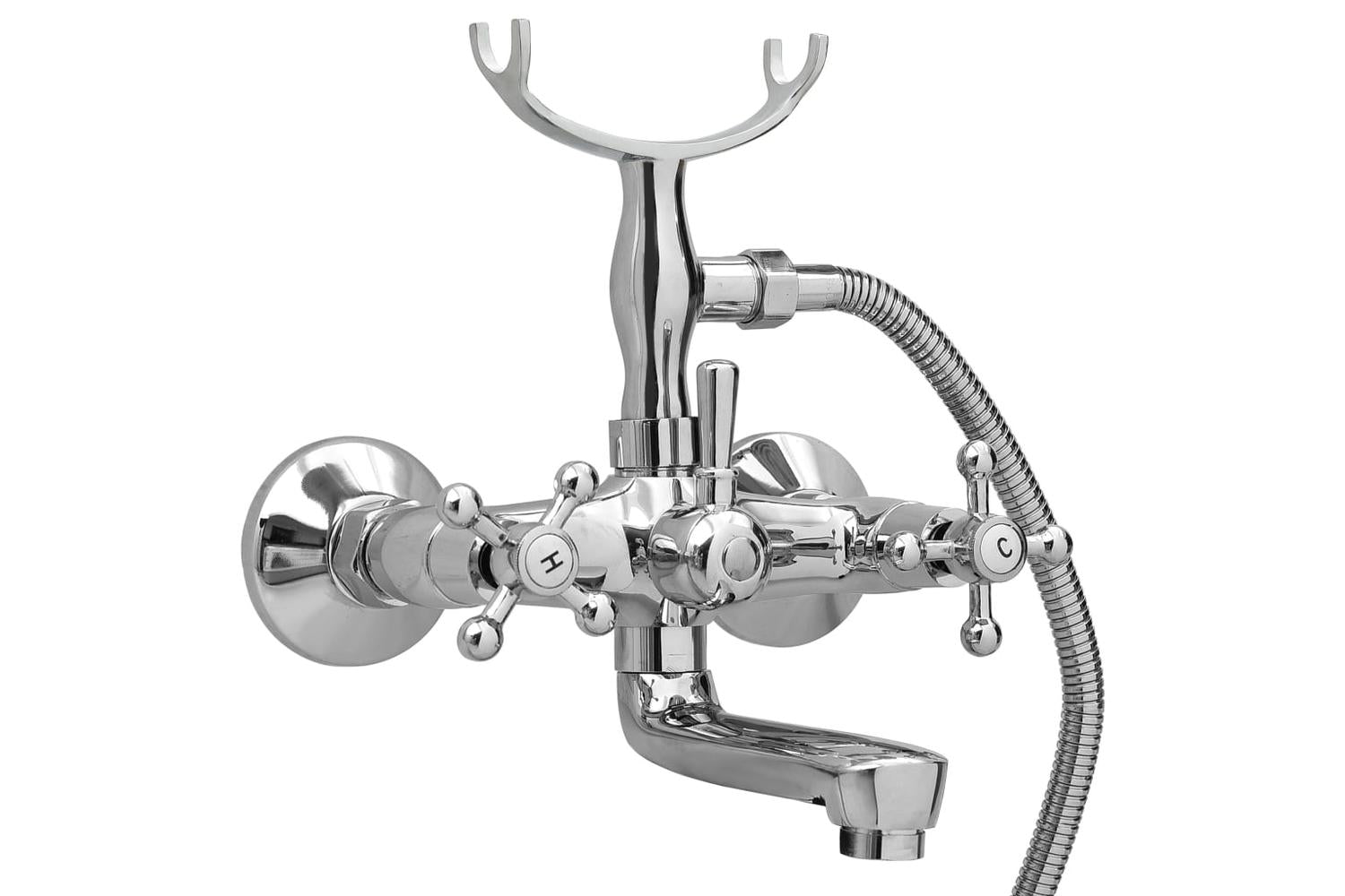 Vidaxl 146491 2-handle Bathtub Faucet + Hand Shower Diverter Chrome Retro-2