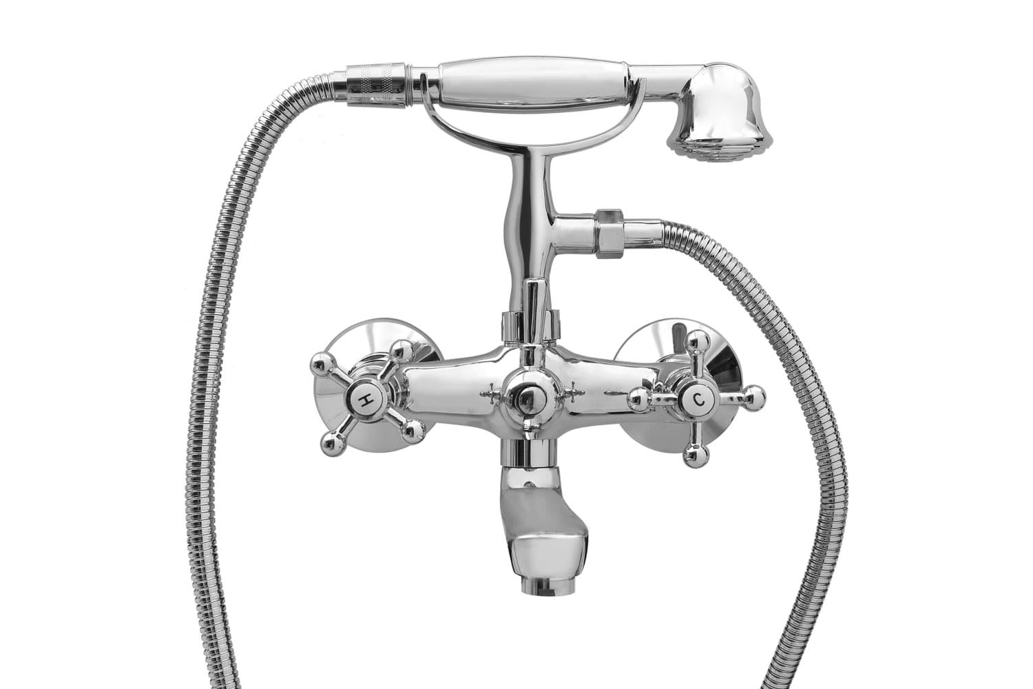Vidaxl 146491 2-handle Bathtub Faucet + Hand Shower Diverter Chrome Retro-3
