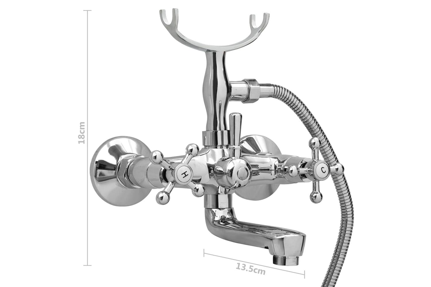 Vidaxl 146491 2-handle Bathtub Faucet + Hand Shower Diverter Chrome Retro-8