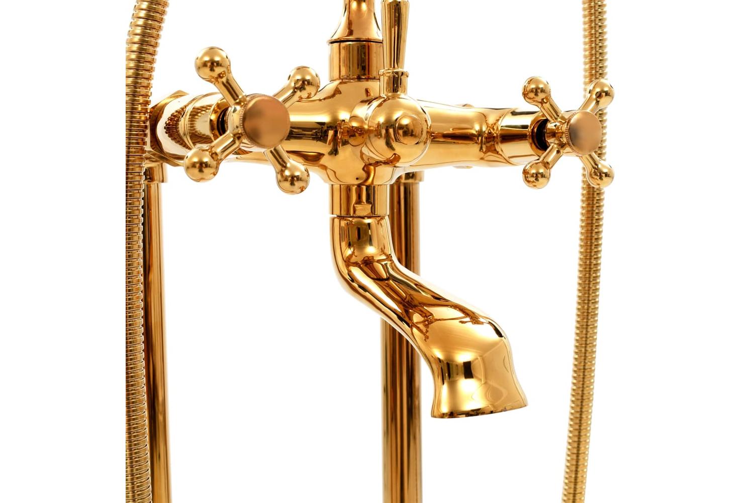 vidaXL 145095 Freestanding Bathtub Faucet Stainless Steel 99.5cm Gold-4