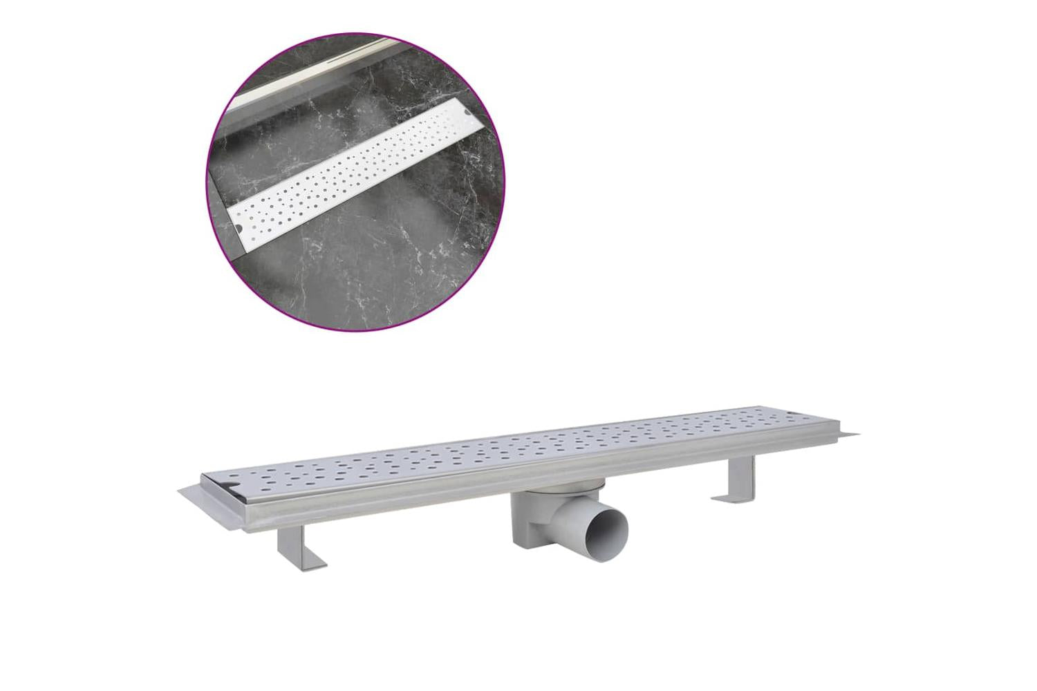vidaXL 142190 Linear Shower Drain Bubble 630x140mm Stainless Steel
