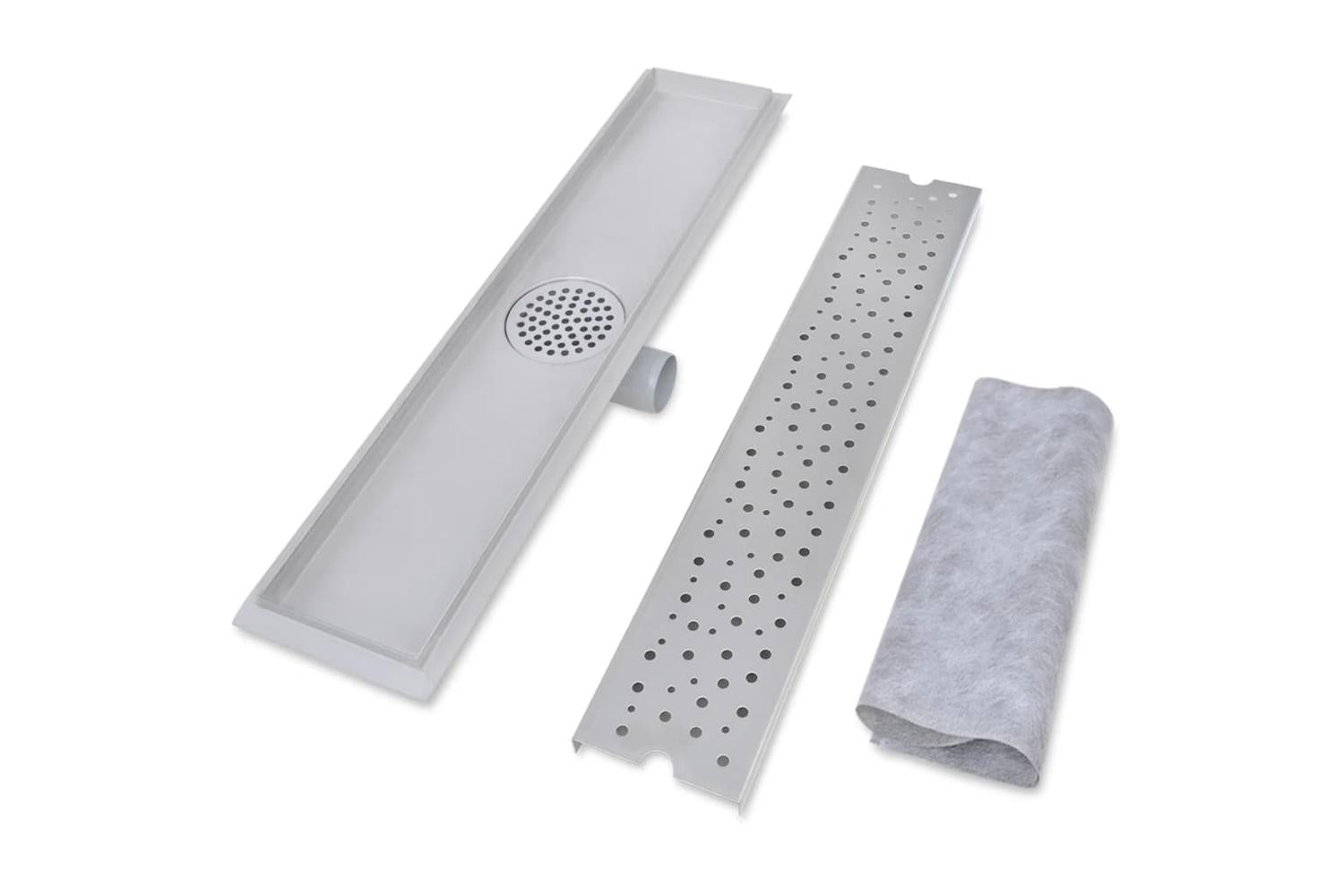 vidaXL 142190 Linear Shower Drain Bubble 630x140mm Stainless Steel-3