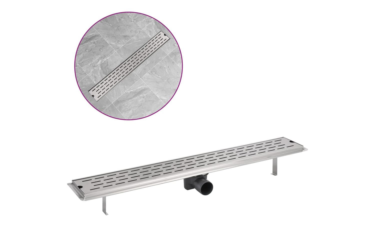 vidaXL 142180 Linear Shower Drain Line 830x140mm Stainless Steel-2