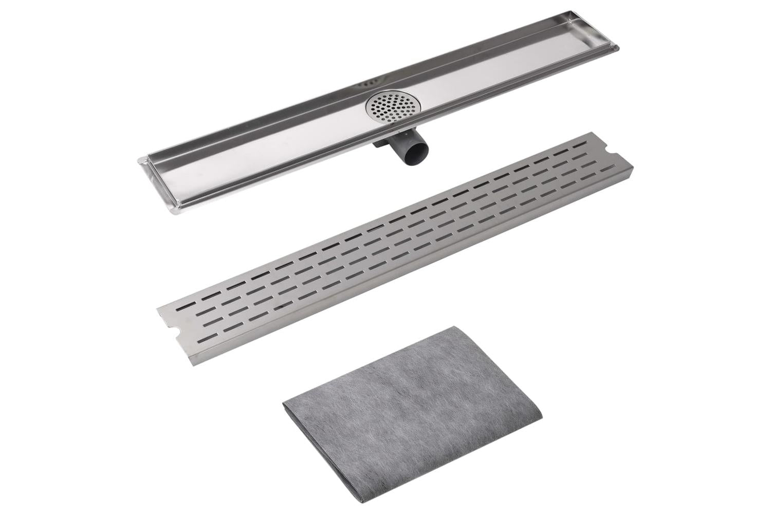 vidaXL 142180 Linear Shower Drain Line 830x140mm Stainless Steel-3