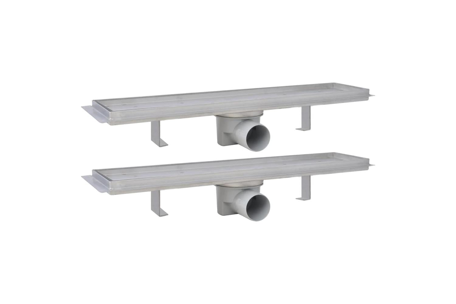 vidaXL 275947 Linear Shower Drain 2 Pcs 530x140mm Stainless Steel-2