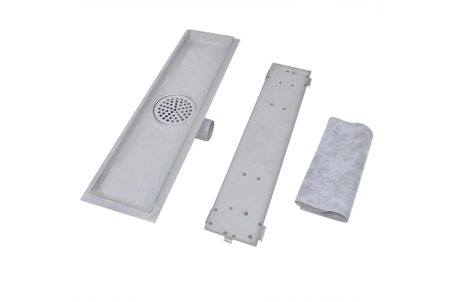 vidaXL 275947 Linear Shower Drain 2 Pcs 530x140mm Stainless Steel-5