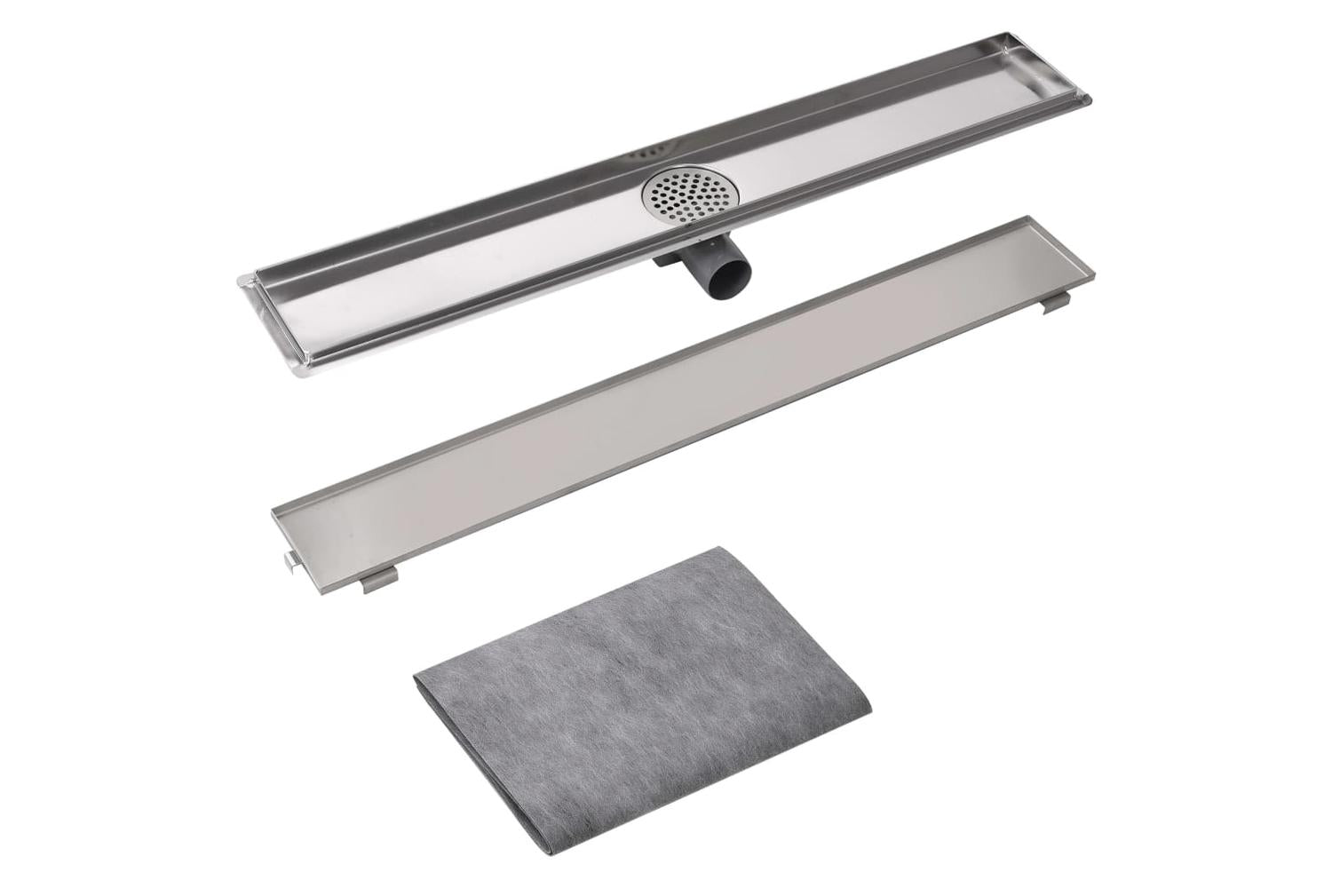 vidaXL 142174 Linear Shower Drain 830x140mm Stainless Steel-4