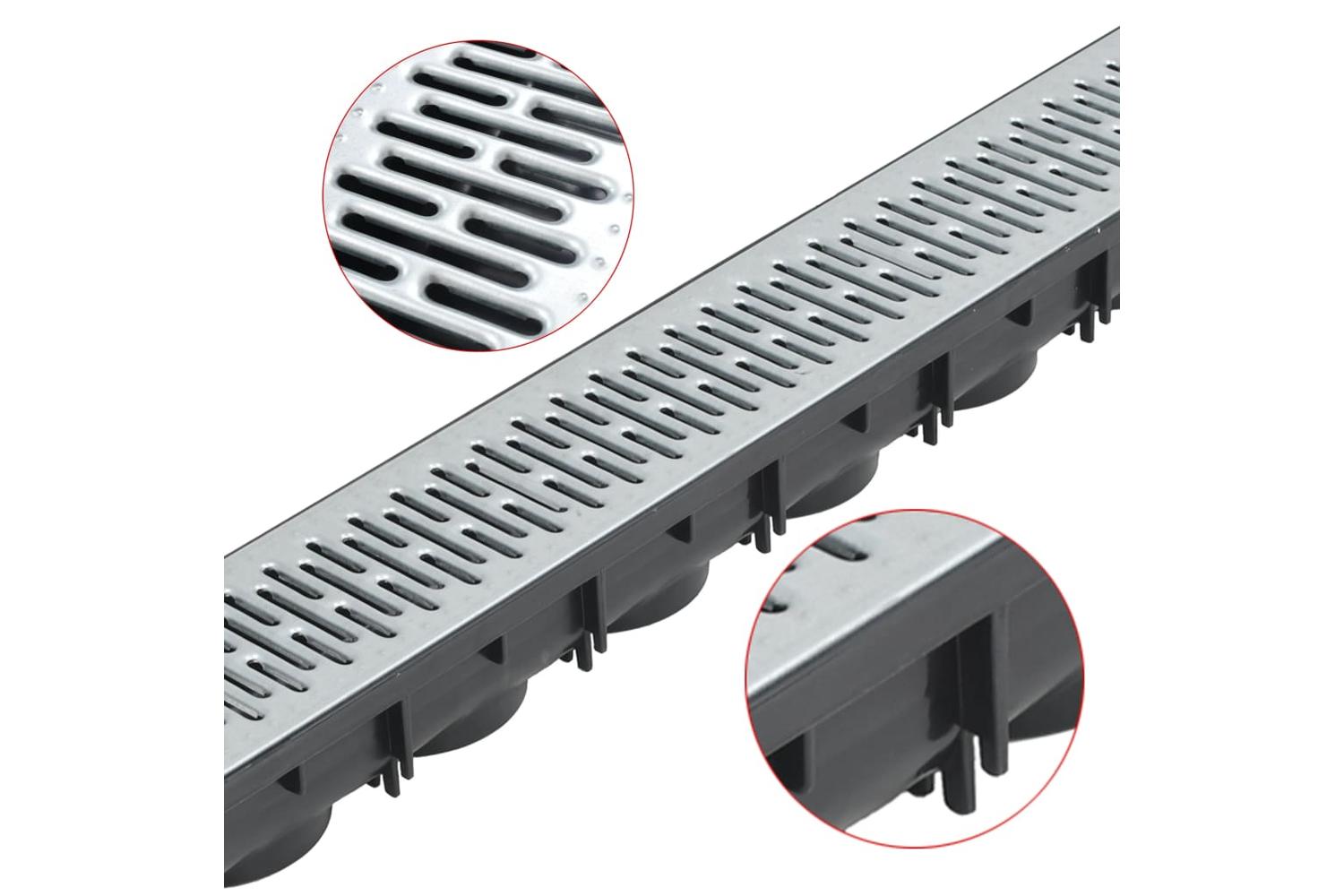 Vidaxl 142877 Drainage Channels 3 Pcs Galvanised Steel 3 M-3
