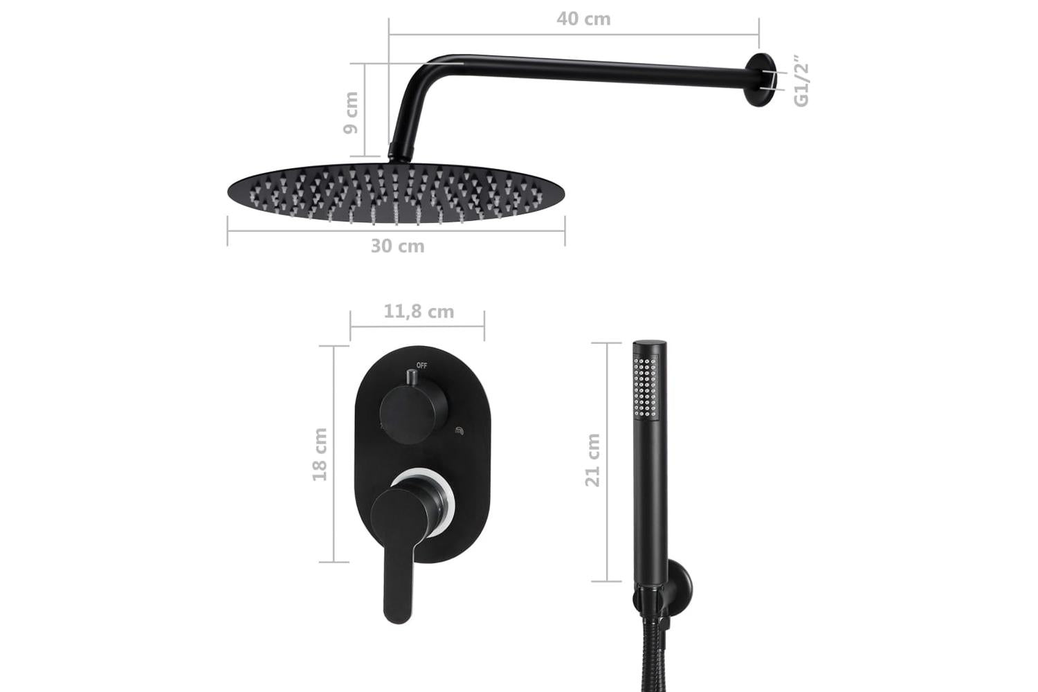 Vidaxl 147721 Shower System Stainless Steel 201 Black-6