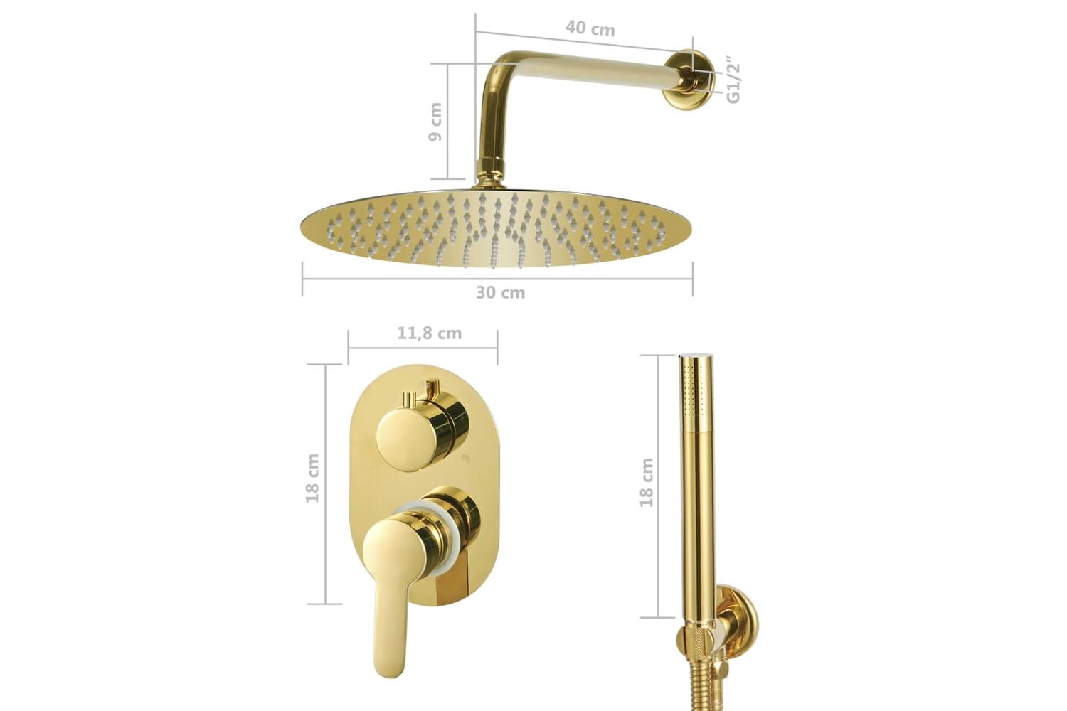 Vidaxl 147722 Shower System Stainless Steel 201 Gold-6
