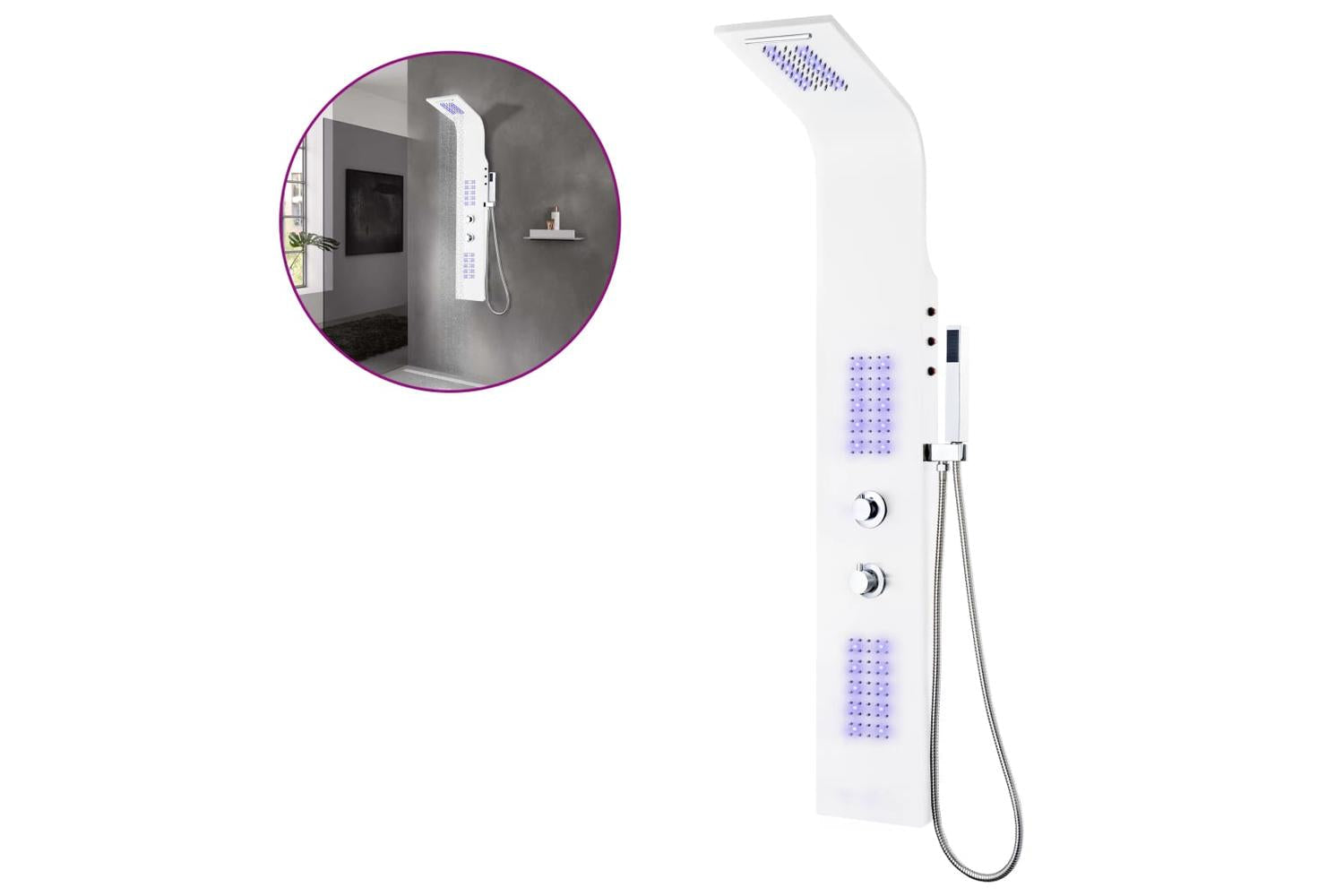 vidaXL 142995 Shower Panel Unit Aluminium 20x44x130cm White-2