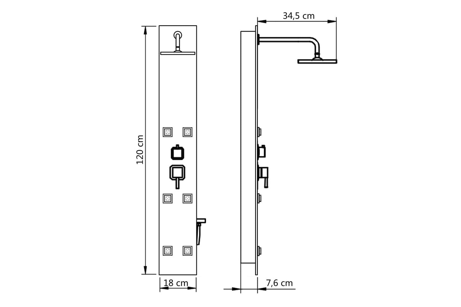 vidaXL 142991 Shower Panel Unit Glass 18x42.1x120cm Black-9