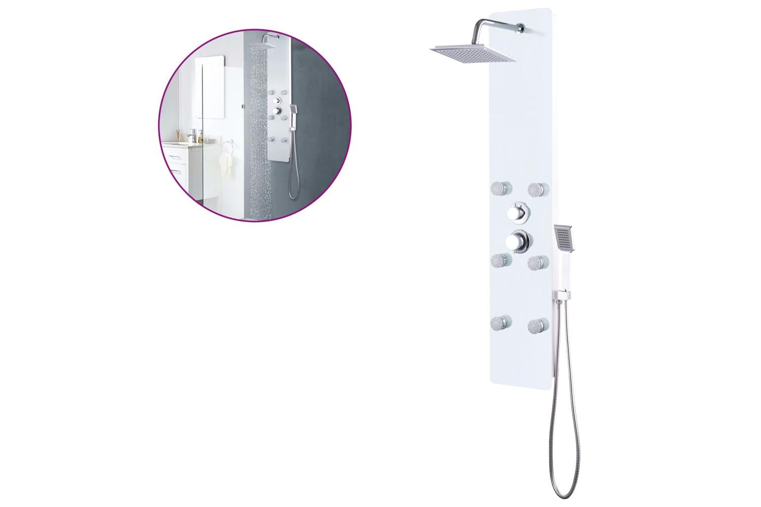 vidaXL 142992 Shower Panel Unit Glass 25x44.6x130cm White-2