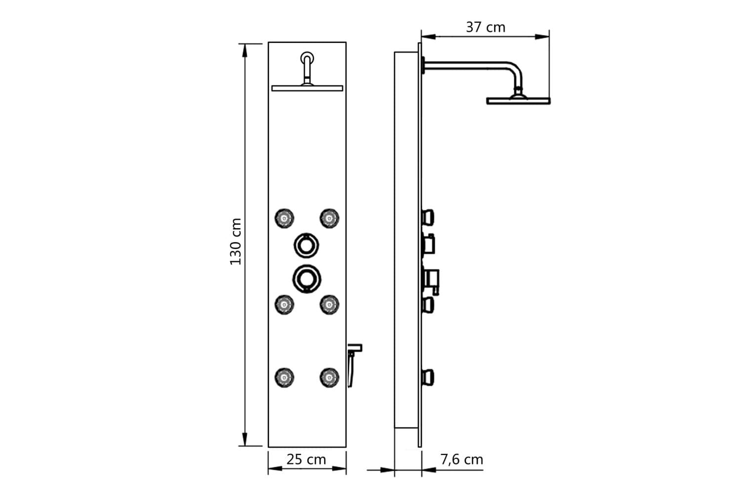vidaXL 142992 Shower Panel Unit Glass 25x44.6x130cm White-9