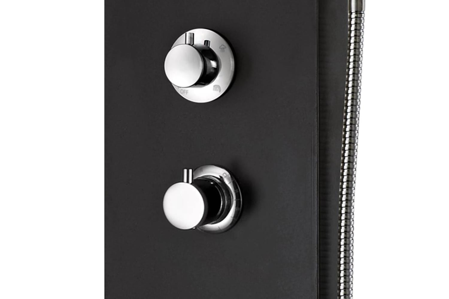 vidaXL 142996 Shower Panel Unit Aluminium 20x44x130cm Black-9