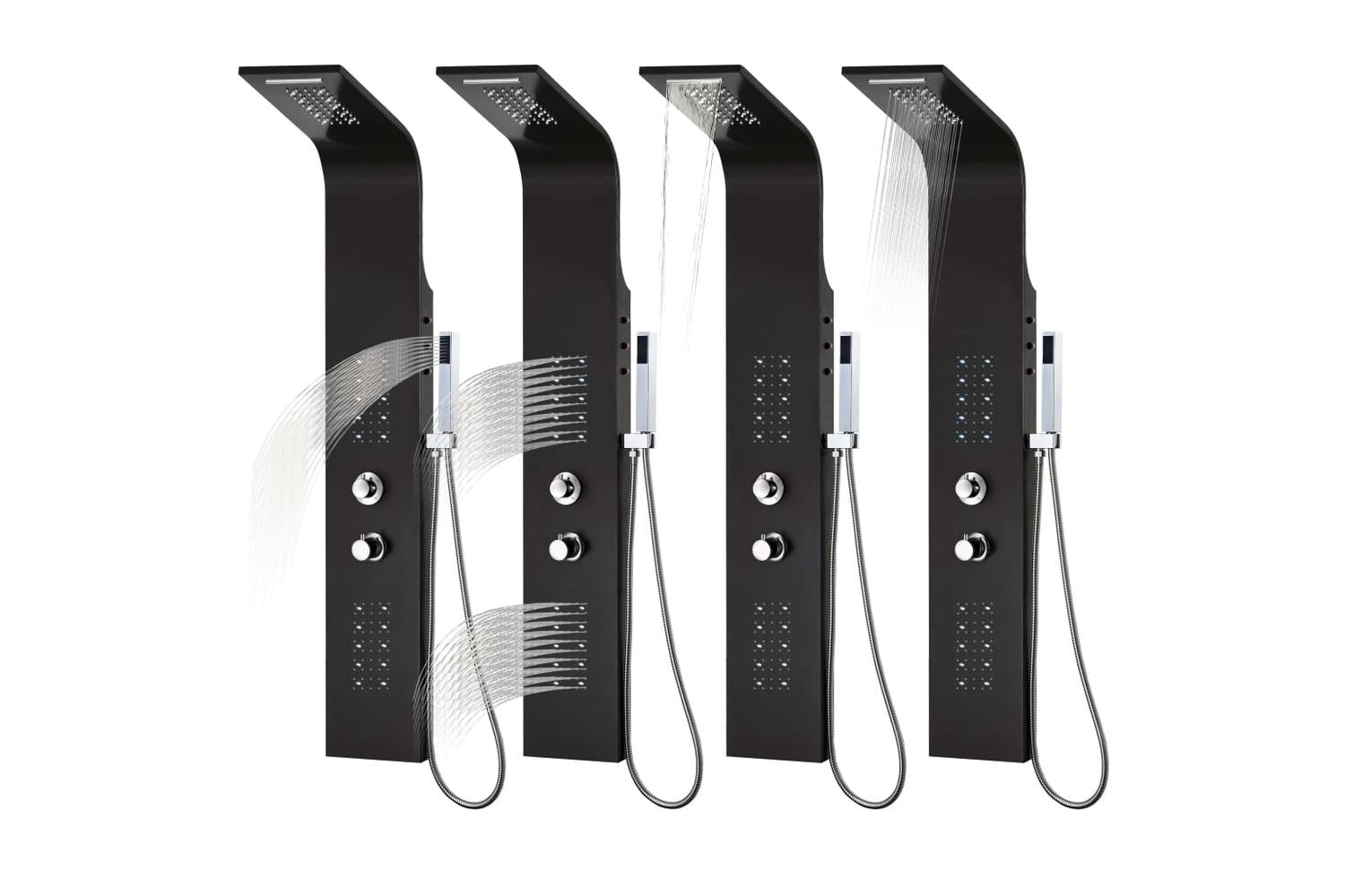 vidaXL 142996 Shower Panel Unit Aluminium 20x44x130cm Black-10