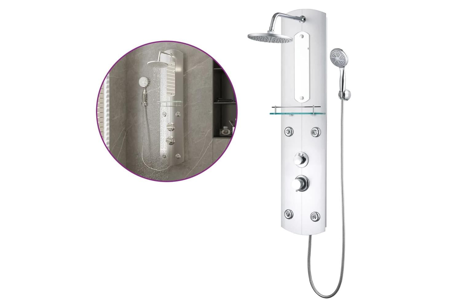 vidaXL 151421 Shower Panel Unit 25x43x110cm Silver