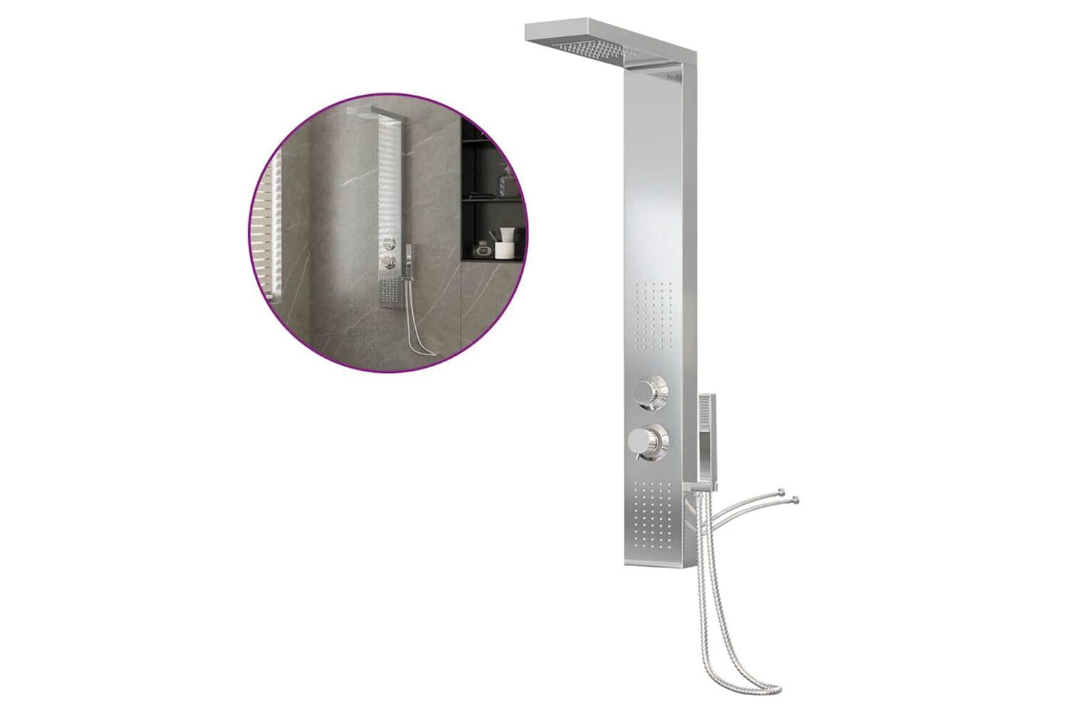 Vidaxl 151414 Shower Panel System Stainless Steel Square-2