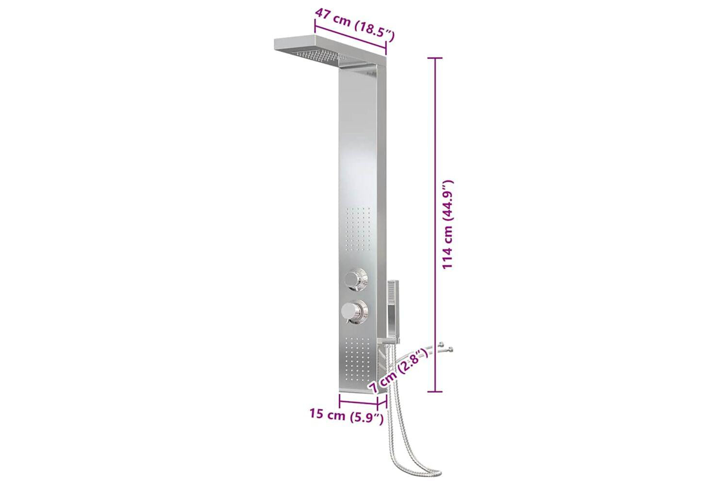 Vidaxl 151414 Shower Panel System Stainless Steel Square-10