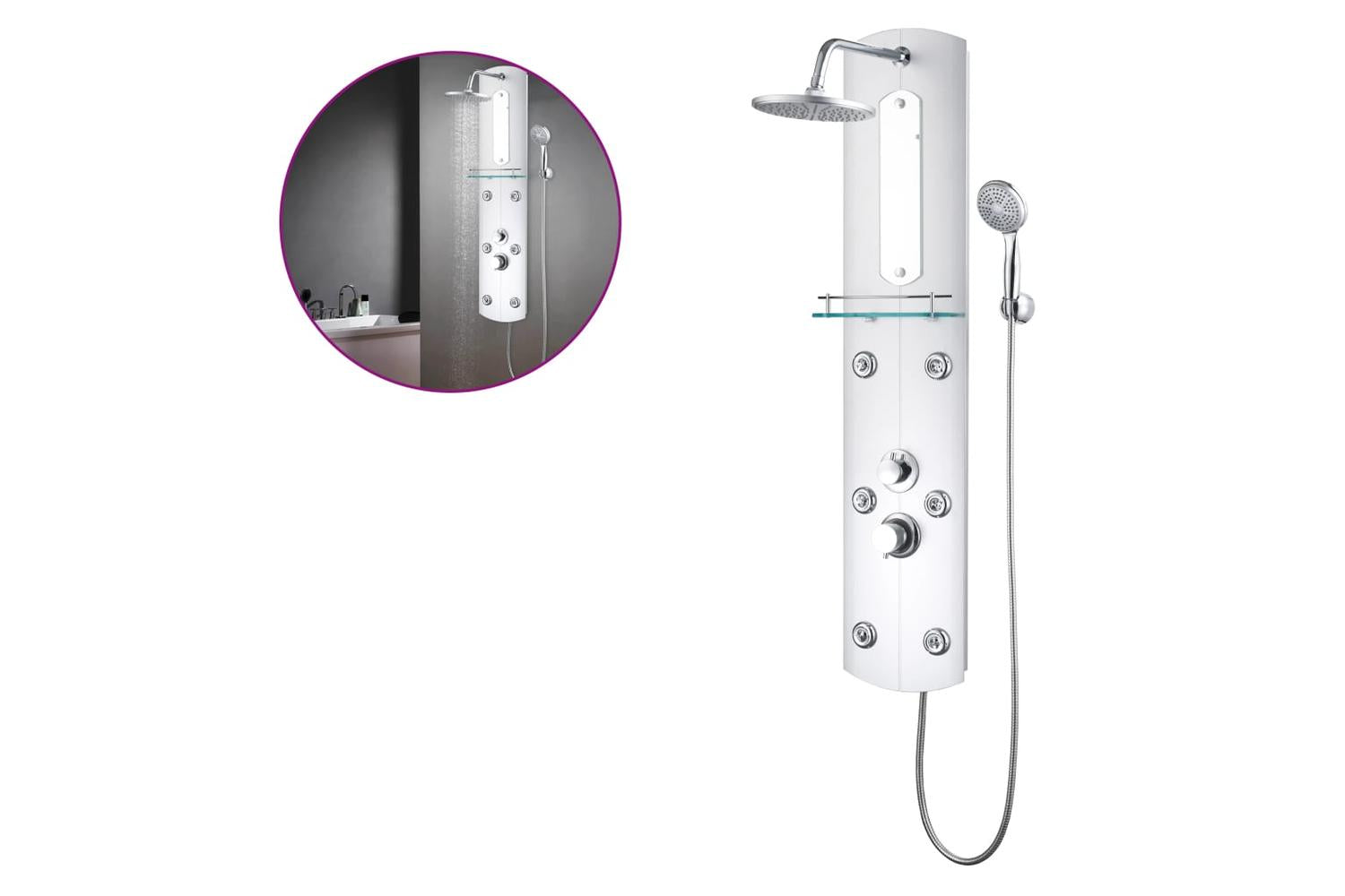 vidaXL 142994 Shower Panel Unit 25x43x120cm Silver-2