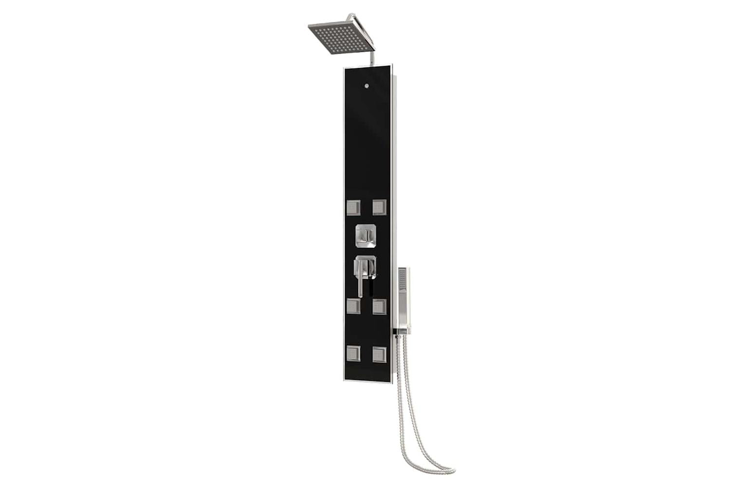 vidaXL 151418 Shower Panel Unit Glass 18x45.5x130cm Black-3