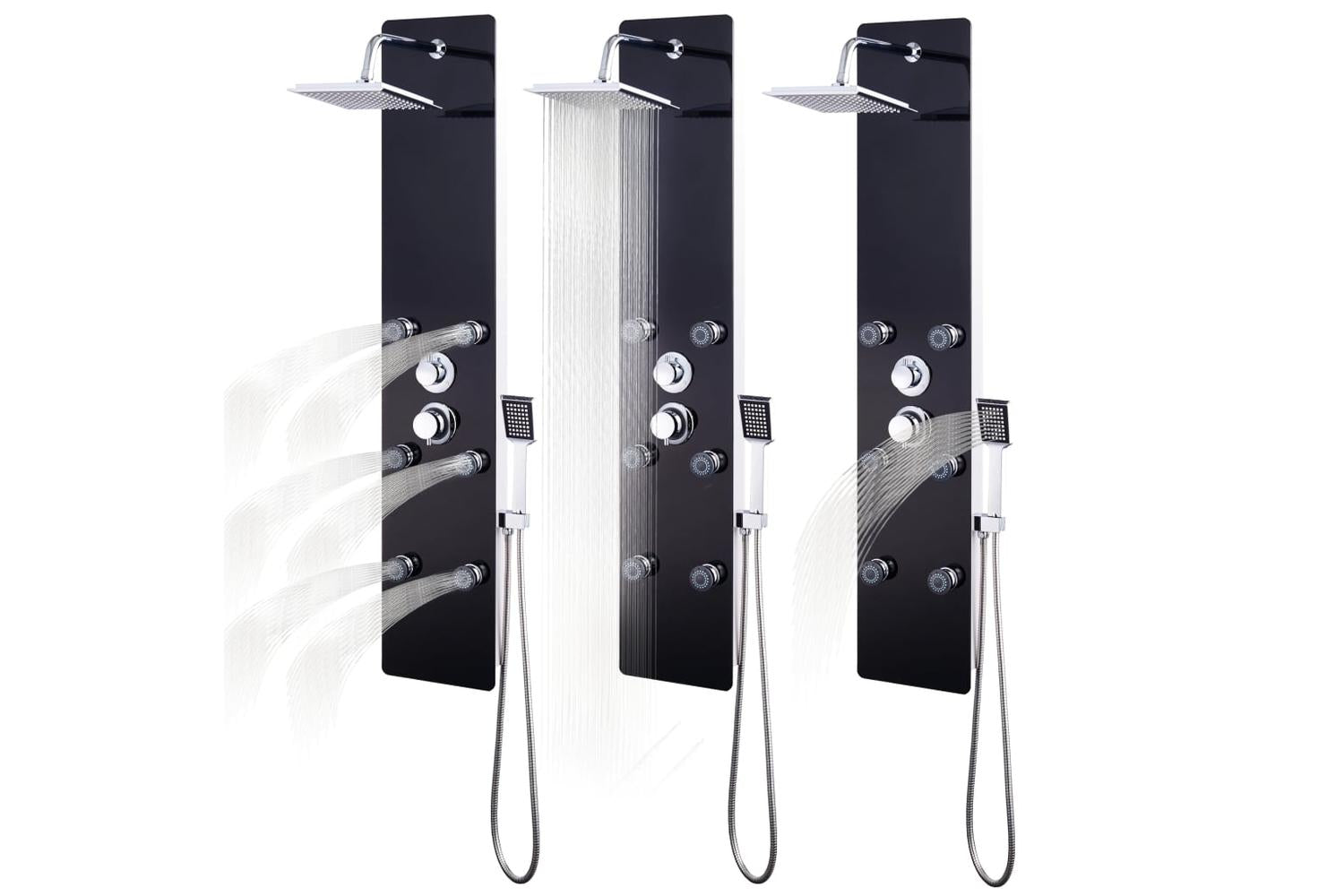 vidaXL 142993 Shower Panel Unit Glass 25x44.6x130cm Black-8