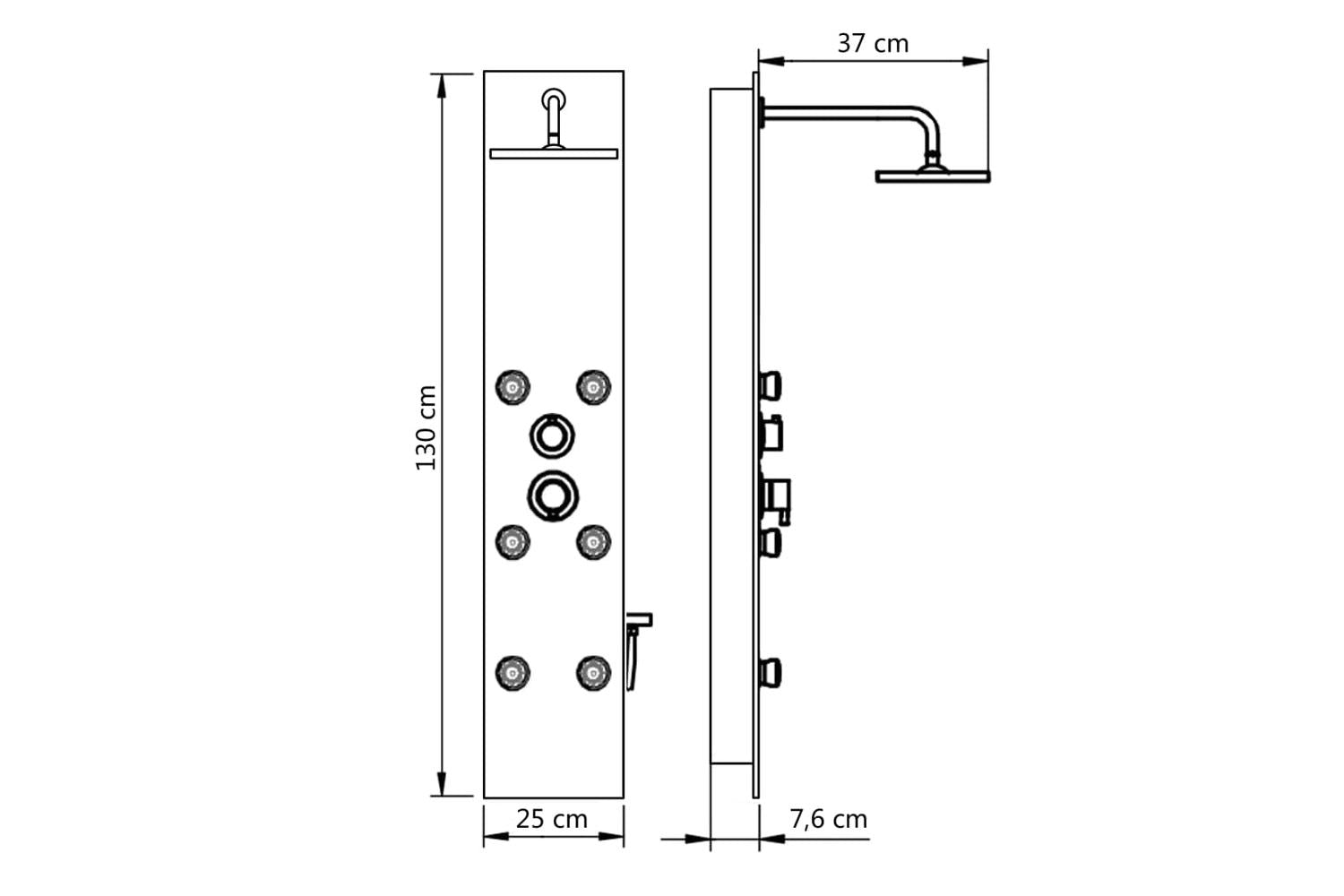vidaXL 142993 Shower Panel Unit Glass 25x44.6x130cm Black-9