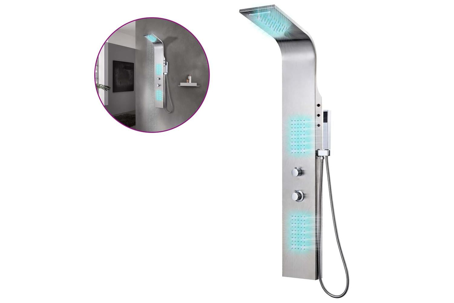 Vidaxl 142370 Shower Panel System Stainless Steel Curved