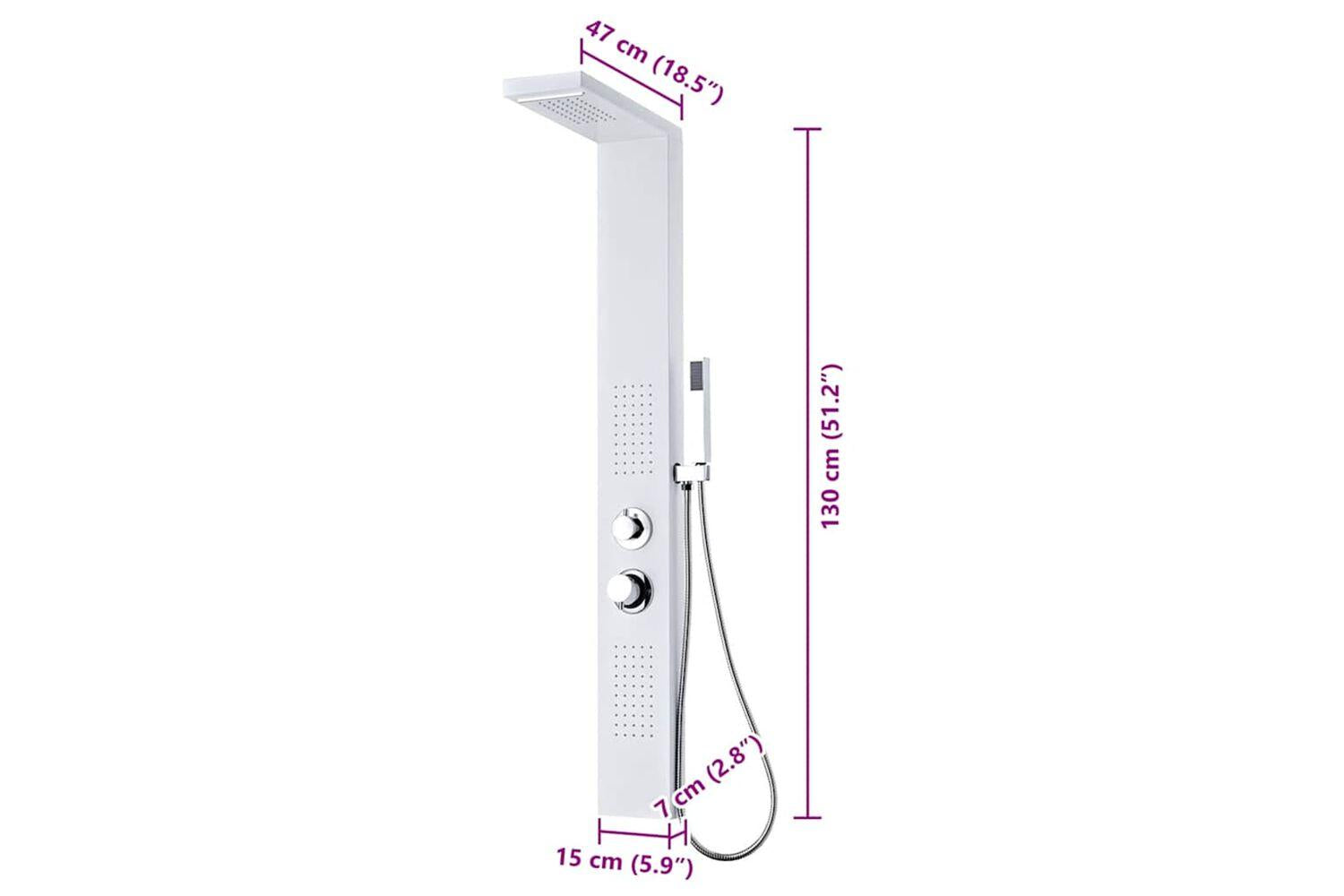 Vidaxl 142372 Shower Panel System Aluminium Matte White-9