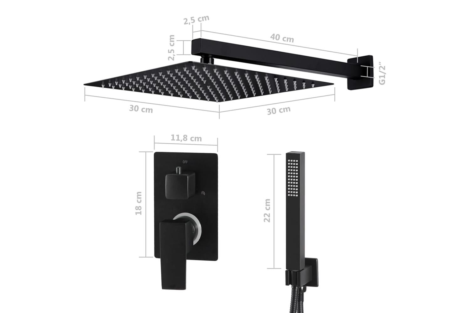Vidaxl 147718 Shower System Stainless Steel 201 Black-6