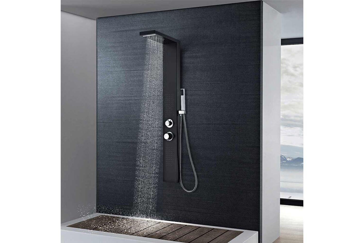 Vidaxl 142373 Shower Panel System Aluminium Matte Black-2