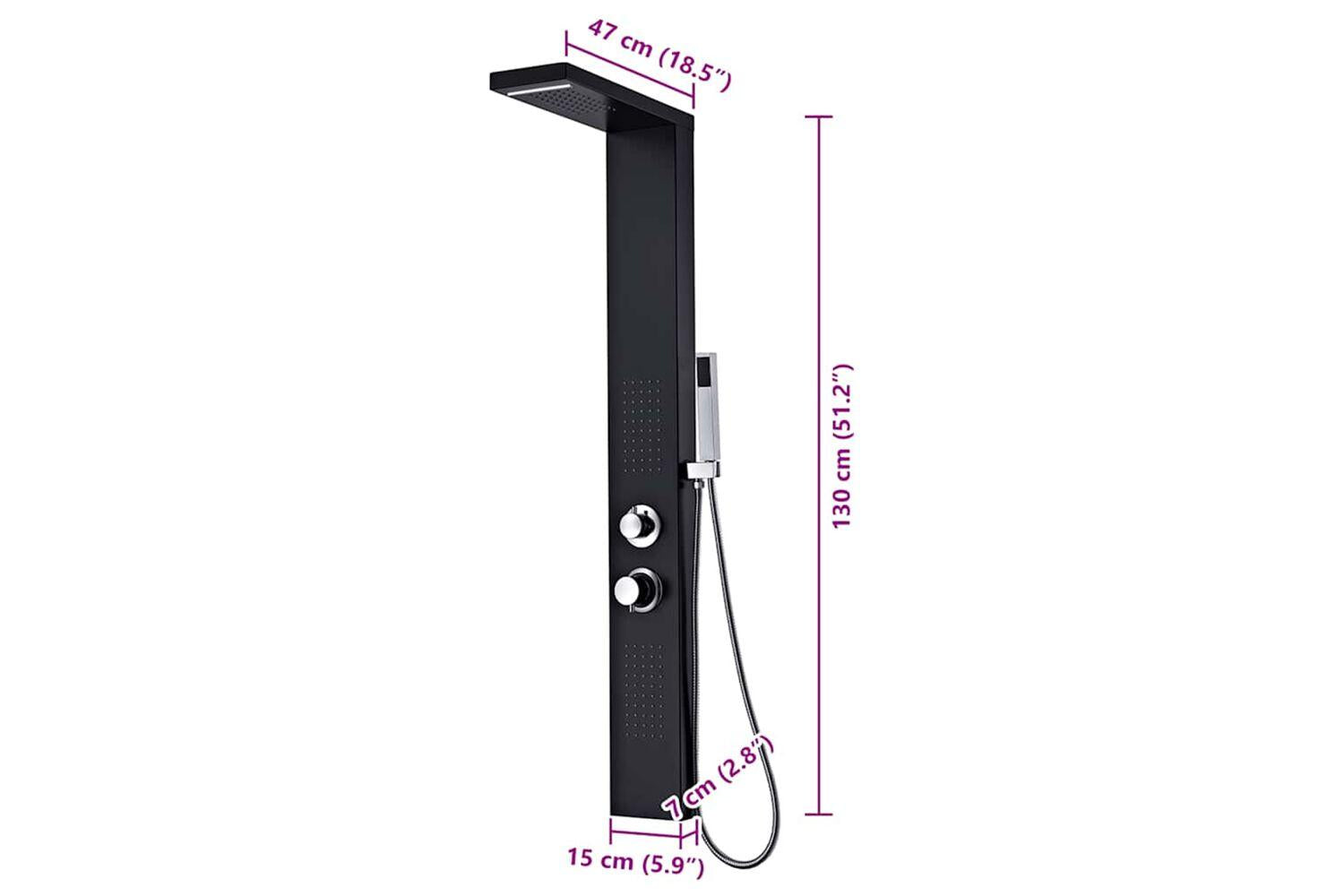 Vidaxl 142373 Shower Panel System Aluminium Matte Black-9