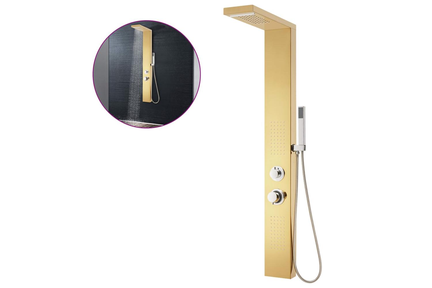 Vidaxl 147717 Shower Panel System Stainless Steel 201 Gold