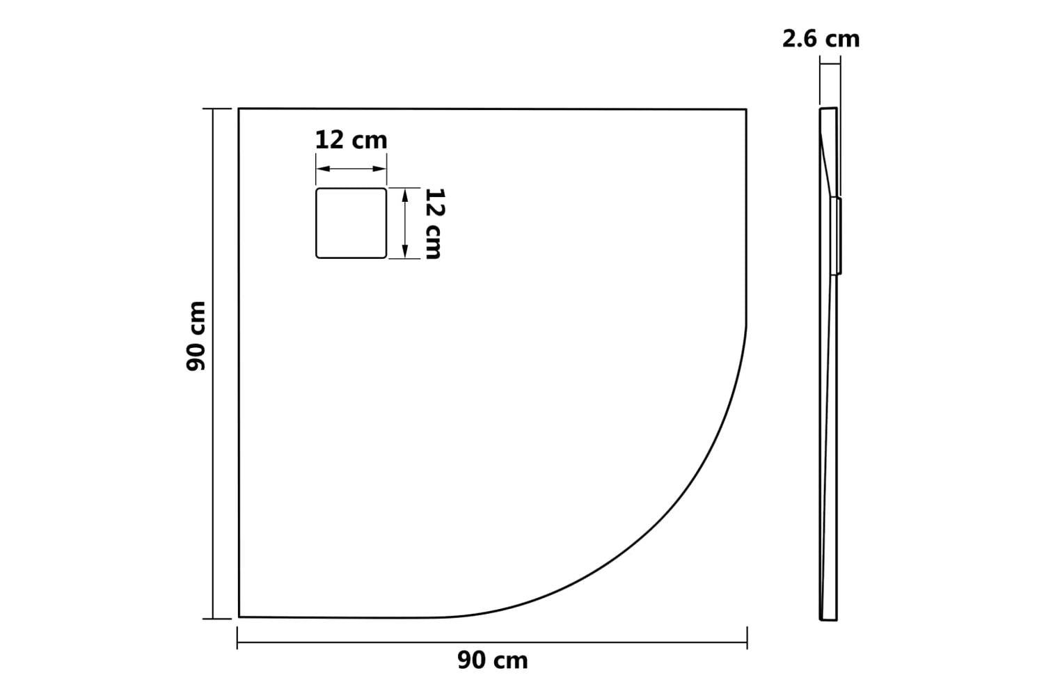 vidaXL 148929 Shower Base Tray Smc Brown 90x90cm-8