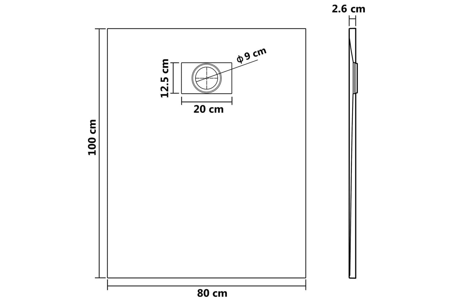 vidaXL 148927 Shower Base Tray Smc Brown 100x80cm-8