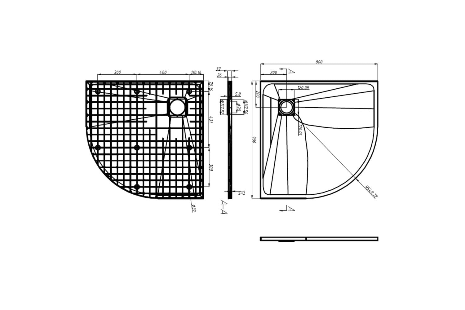 vidaXL 146526 Shower Tray Smc White 90x90cm-8
