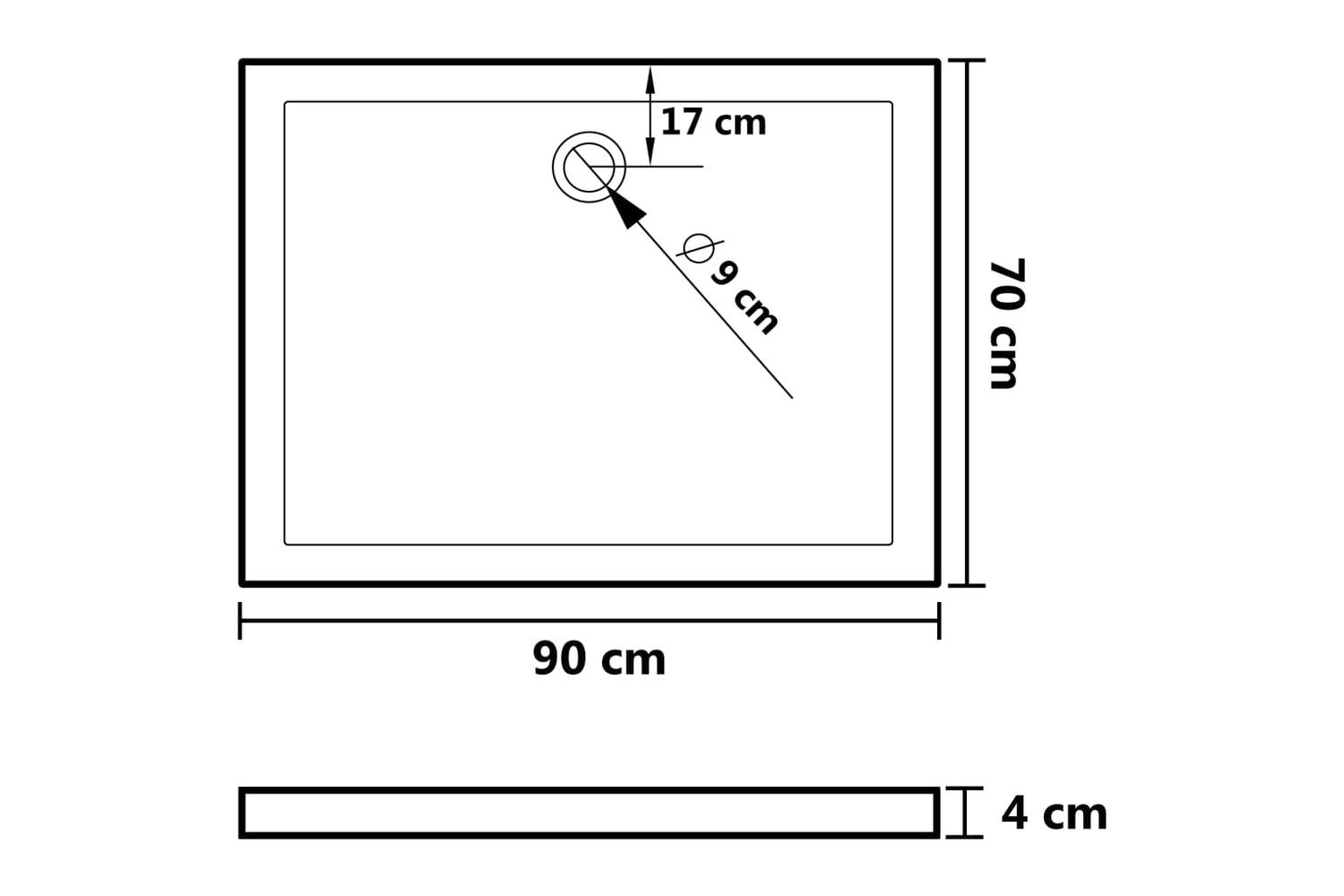 vidaXL 148896 Shower Base Tray With Dots White 90x70x4cm Abs-7
