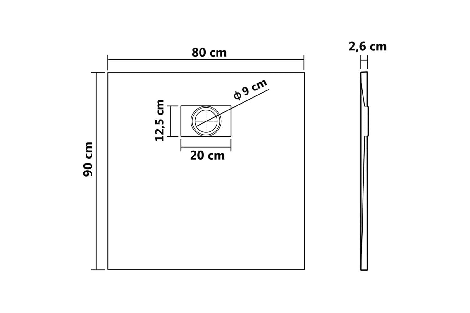 vidaXL 144778 Shower Base Tray Smc Black 90x80cm-6