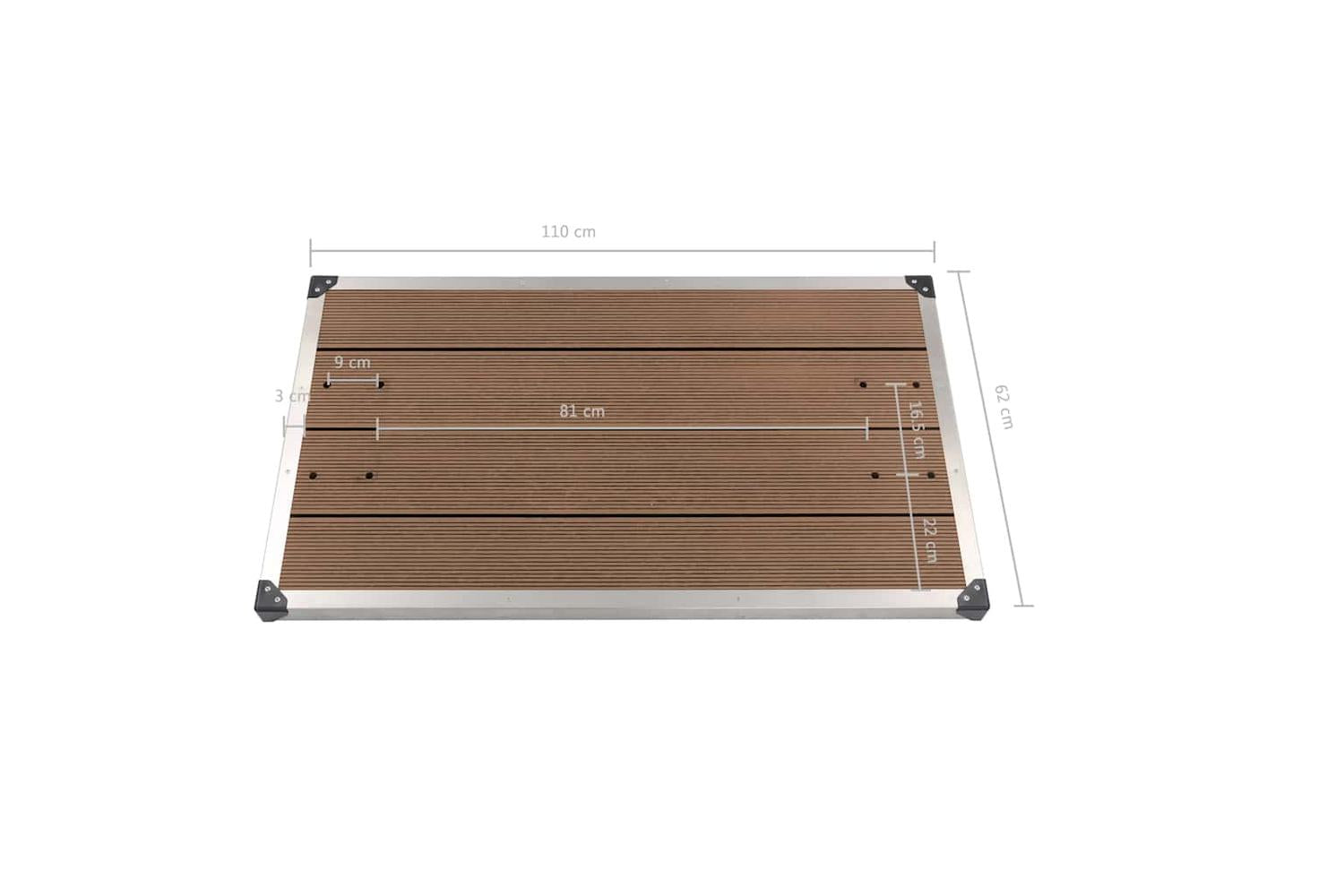 vidaXL 48204 Outdoor Shower Tray Wpc Stainless Steel 110x62cm Brown-8