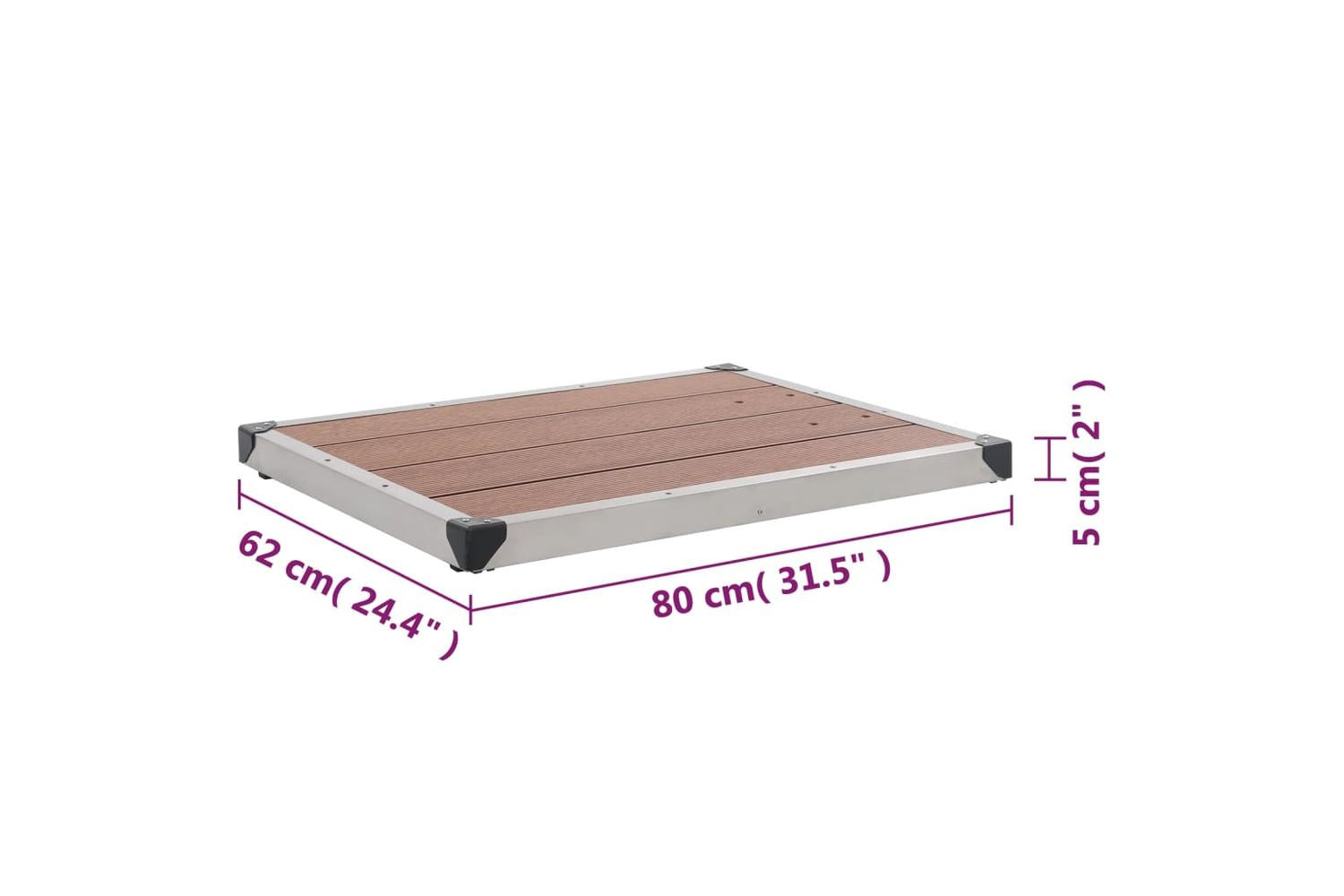 vidaXL 48202 Outdoor Shower Tray Wpc Stainless Steel 80x62cm Brown-9