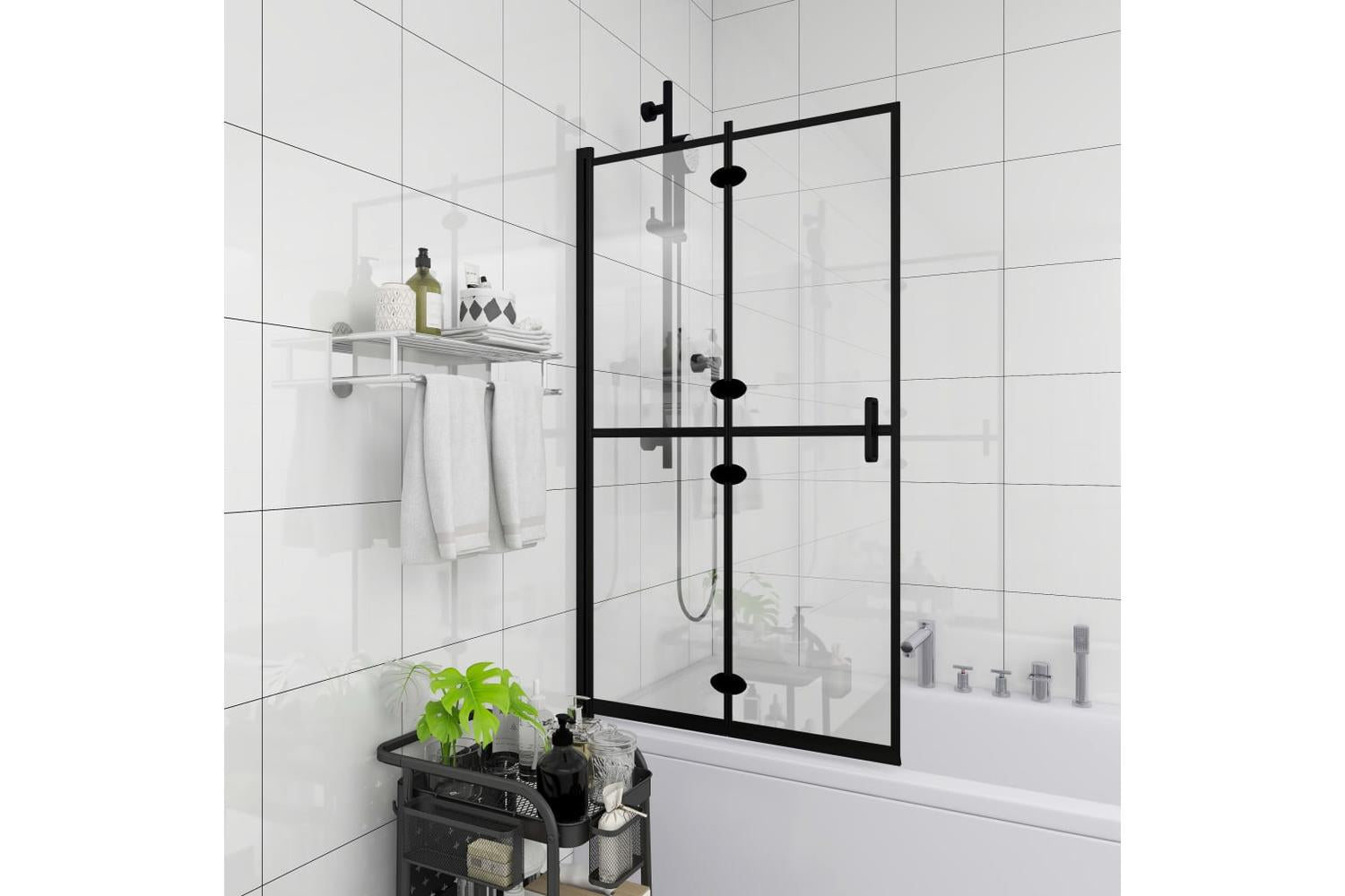 vidaXL 150820 Folding Shower Enclosure Esg 120x140cm Black-3