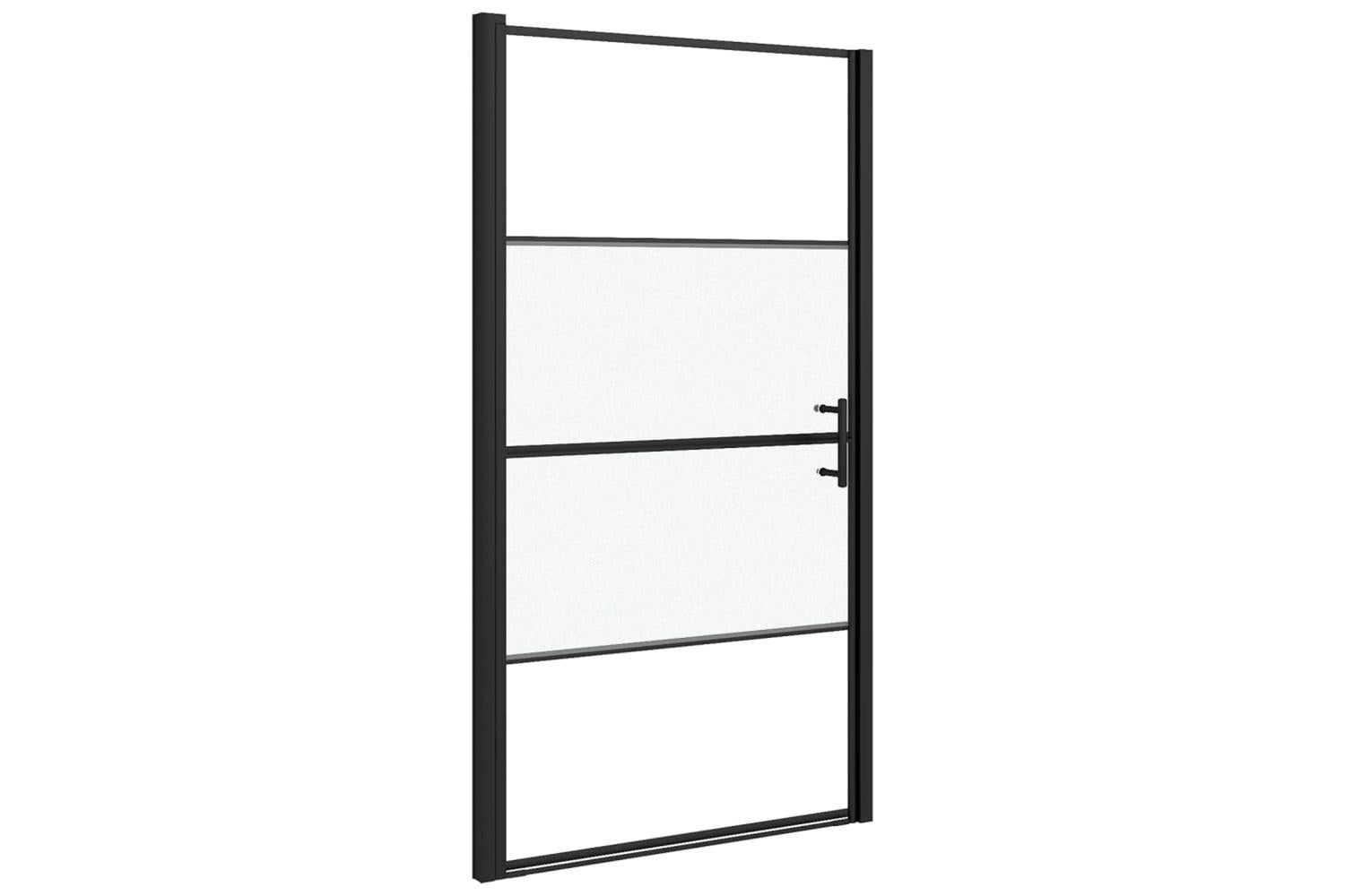 Vidaxl 151867 Shower Door 100x178 Cm Half Frosted Tempered Glass Black-2