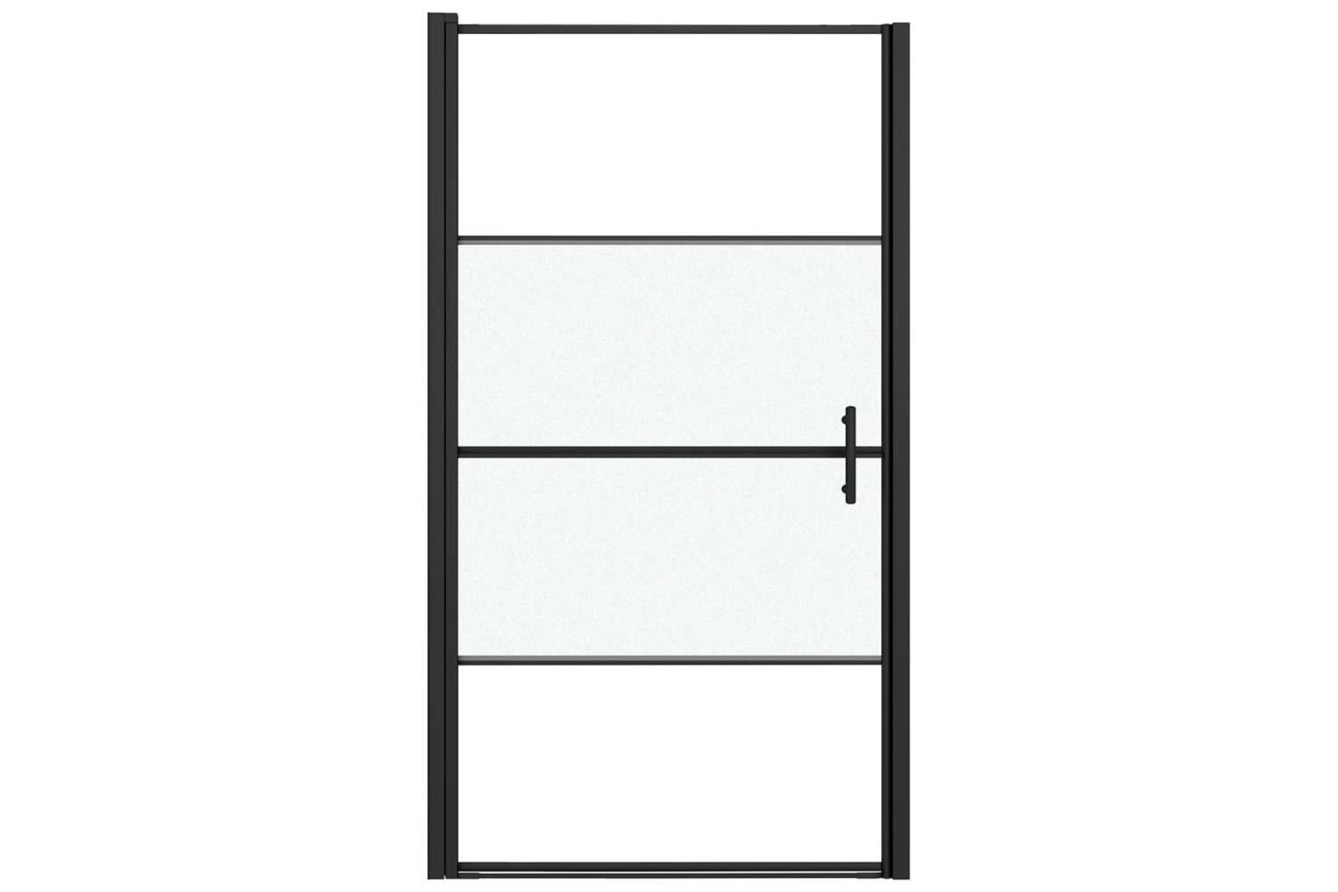 Vidaxl 151867 Shower Door 100x178 Cm Half Frosted Tempered Glass Black-3