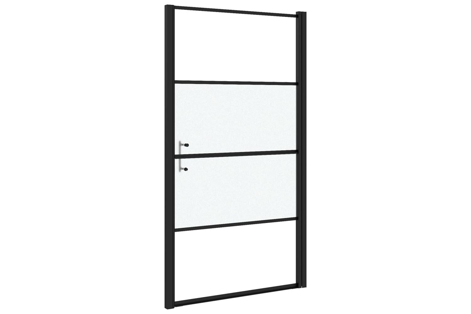 Vidaxl 151867 Shower Door 100x178 Cm Half Frosted Tempered Glass Black-5