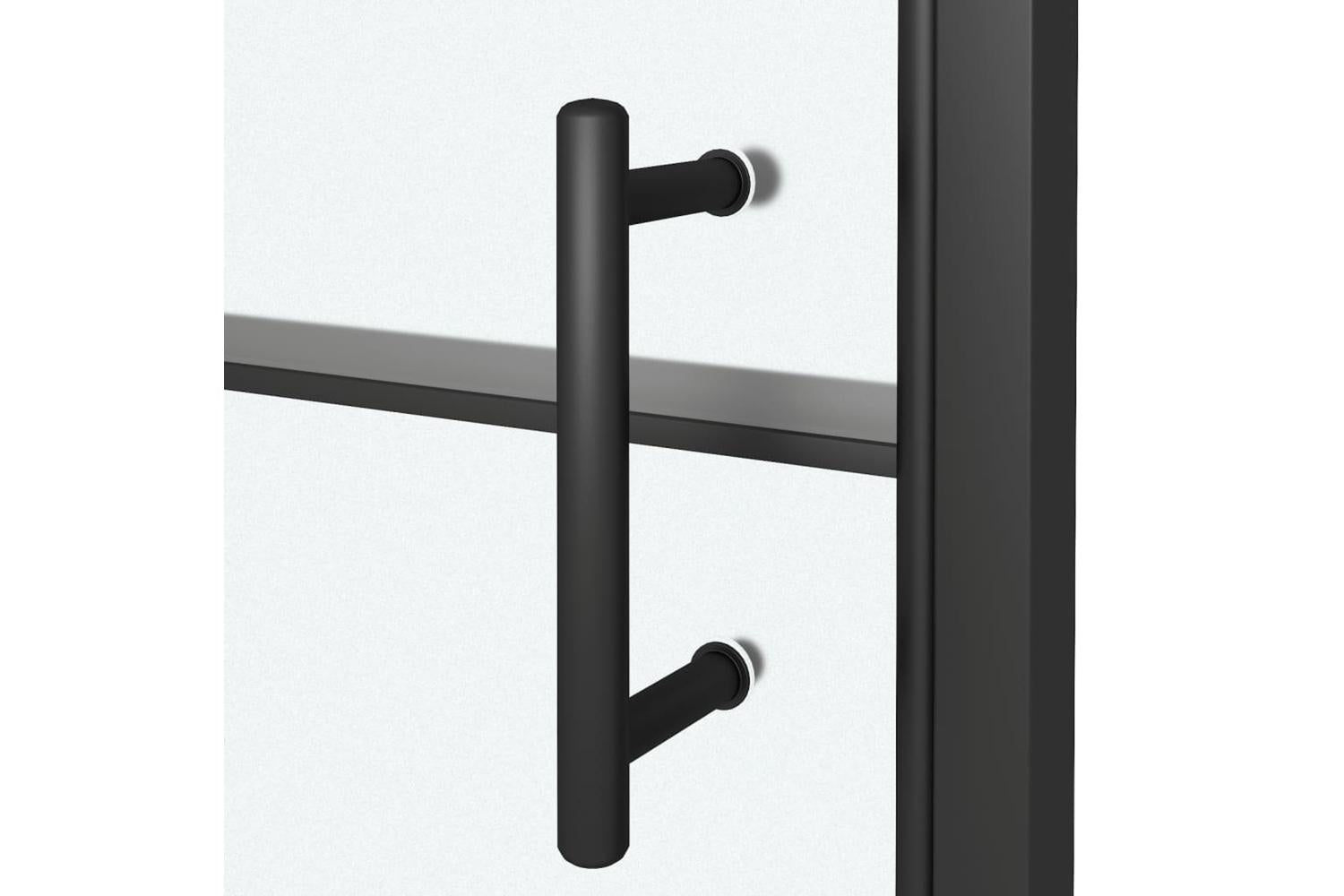 Vidaxl 151867 Shower Door 100x178 Cm Half Frosted Tempered Glass Black-6