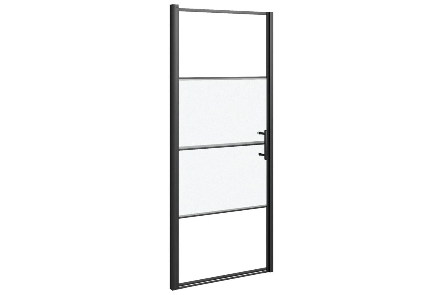 Vidaxl 151866 Shower Door 91x195 Cm Half Frosted Tempered Glass Black-2