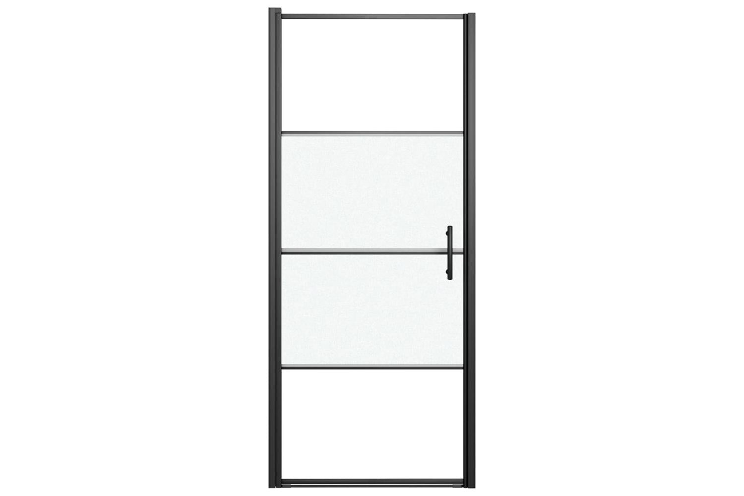Vidaxl 151866 Shower Door 91x195 Cm Half Frosted Tempered Glass Black-3